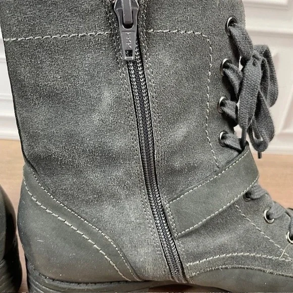 ABEO Verity Leather Combat/Moto Boots Lace Up Buckle Accent EUC Gray Size 9.5N - Picture 11 of 16